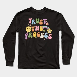 Trust the Process, Groovy 80's 70's, Vintage Peace Hippie, Retro Long Sleeve T-Shirt